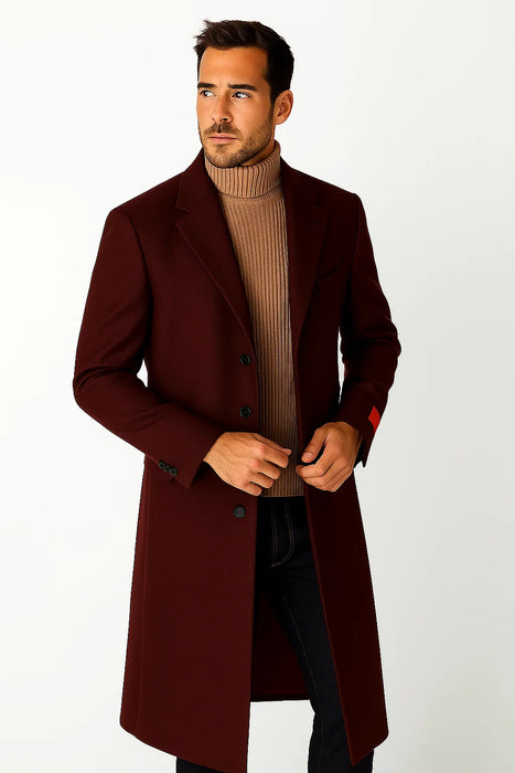 Stylish Classic Men's Overcoat CoCo denim Men's Dress Coat Dark Brown In Long Men's Dress Topcoat -  Winter coat