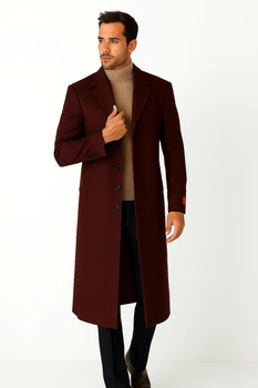 Stylish Classic Men's Overcoat CoCo denim Men's Dress Coat Dark Brown In Long Men's Dress Topcoat -  Winter coat
