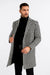 Mens Plaid Overcoat - Houndstooth Checker Pattern Topcoat - Black
