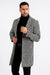 Mens Plaid Overcoat - Houndstooth Checker Pattern Topcoat - Black
