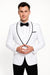 Men'S Shawl Lapel With Trim 1 Button Blazer White Sport Coat Dinner Jacket With Trim