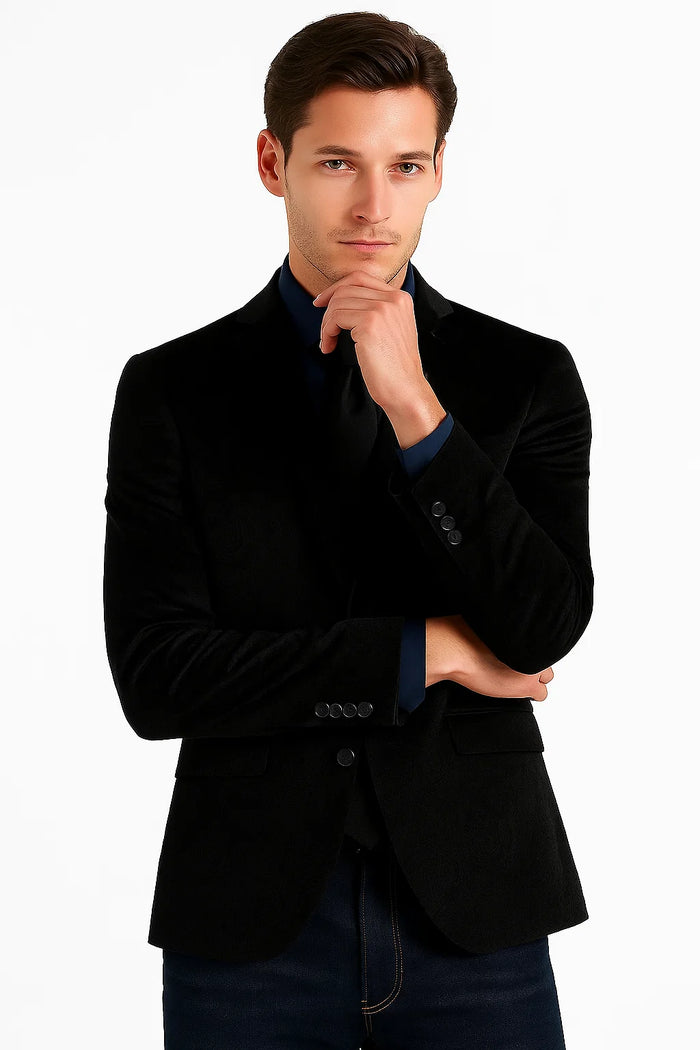 Black Velvet Blazer - Paisley Sport Coat - Slim Fit - Image 6