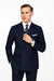 Mens Kingsman Double Breasted Navy Pinstripe Suit