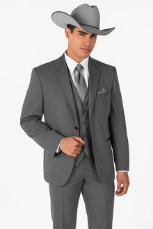 2 Button Trim Cowboy Tuxedo in Grey Cowboy Suit - Country Wedding Suits