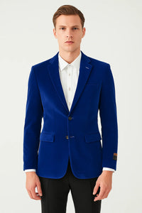Royal Blue Mens Big and Tall Velvet Blazer - Velvet Sport Coat