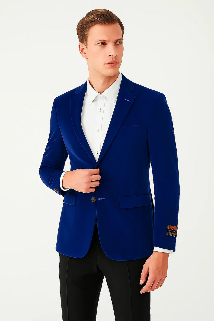 Royal Blue Mens Big and Tall Velvet Blazer - Velvet Sport Coat