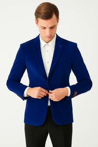 Royal Blue Mens Big and Tall Velvet Blazer - Velvet Sport Coat