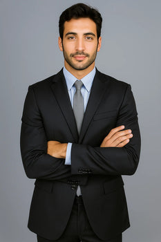 Authentic Mantoni Brand Men's Black 2-button Suit - High End Suits - High Quality Suits - Image 4