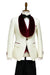 Mens Vested Designer Wide Velvet Wedding Tuxedo in Ivory