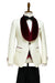 Mens Vested Designer Wide Velvet Wedding Tuxedo in Ivory