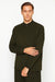 Mens Two Piece Walking Suit Solid Bend Collar Olive
