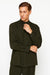 Mens Two Piece Walking Suit Solid Bend Collar Olive