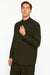 Mens Two Piece Walking Suit Solid Bend Collar Olive