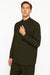 Mens Two Piece Walking Suit Solid Bend Collar Olive