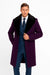Purple Overcoat ~ Long Men's Dress Topcoat -  Winter coat With Fur Collar in and Fabric
