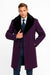 Purple Overcoat ~ Long Men's Dress Topcoat -  Winter coat With Fur Collar in and Fabric