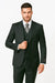 Men's Charcoal Pinstripe 3 Piece 2 Button Italian Designer Suit Flat Front No Pleated Pants - Three Piece Suit