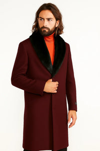 Men's Dark Burgundy ~ Wine ~ Maroon Big And Tall  Overcoat