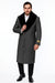 Men's Grey Full Length Wool Dress Top Coat / Overcoat