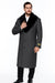 Men's Grey Full Length Wool Dress Top Coat / Overcoat