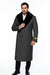 Men's Grey Full Length Wool Dress Top Coat / Overcoat