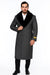 Men's Grey Full Length Wool Dress Top Coat / Overcoat