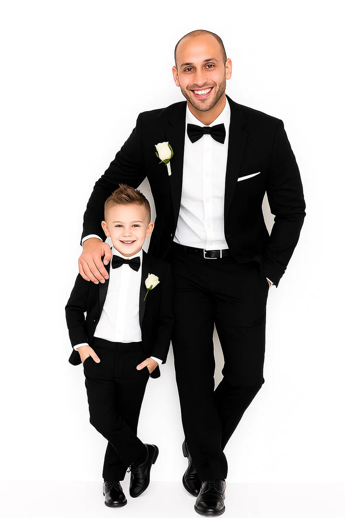 Dad And Son Black Matching Two Button Straight Fit Perfect for toddler Suit wedding  attire outfits Suits - Image 6