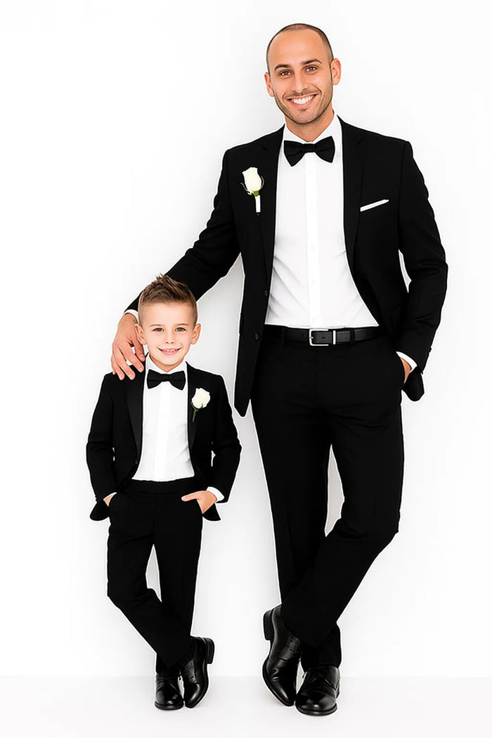 Dad And Son Black Matching Two Button Straight Fit Perfect for toddler Suit wedding  attire outfits Suits - Image 7