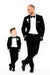 Dad And Son Black Matching Two Button Straight Fit Perfect for toddler Suit wedding  attire outfits Suits