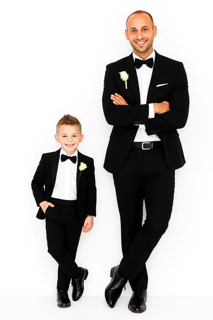 Dad And Son Black Matching Two Button Straight Fit Perfect for toddler Suit wedding  attire outfits Suits - Image 9