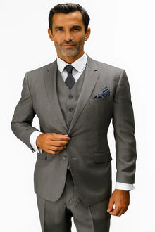 Statement Suits - Plaid Suits - Business Suits Italian Vested Suits Grey - 100% Percent Wool Fabric Suit - Worsted Wool Business Suit