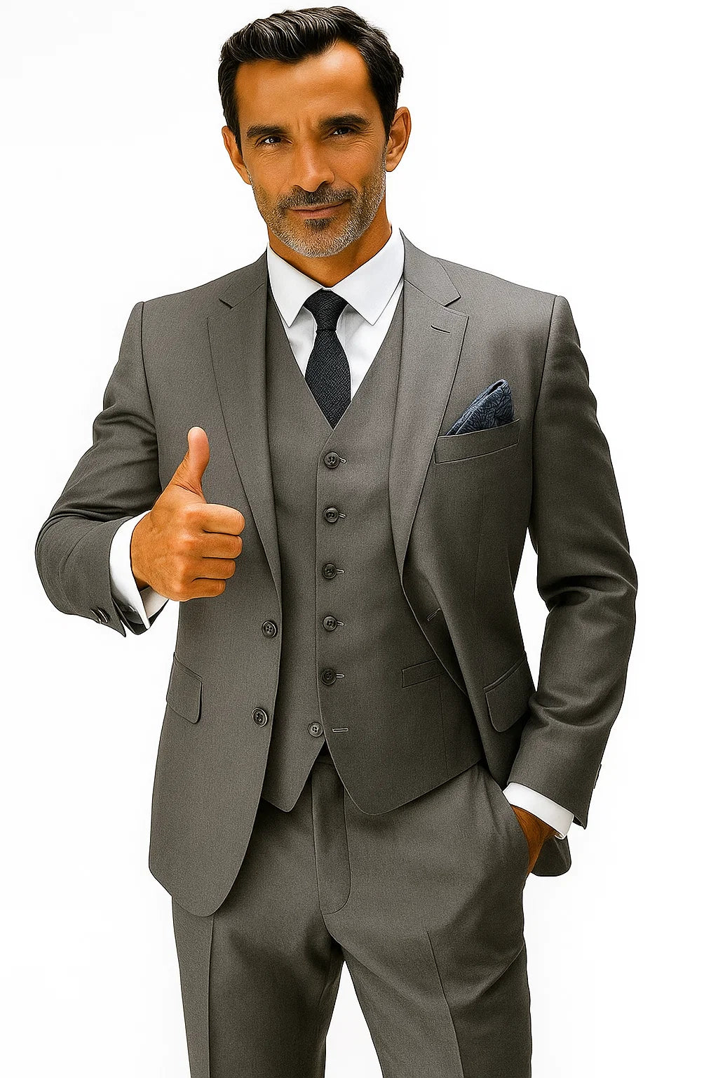 Statement Suits - Plaid Suits - Business Suits Italian Vested Suits Grey - 100% Percent Wool Fabric Suit - Worsted Wool Business Suit