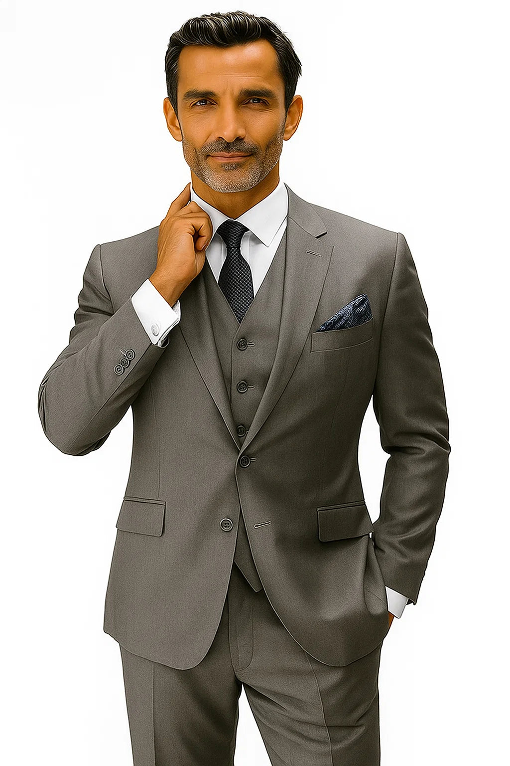 Statement Suits - Plaid Suits - Business Suits Italian Vested Suits Grey - 100% Percent Wool Fabric Suit - Worsted Wool Business Suit