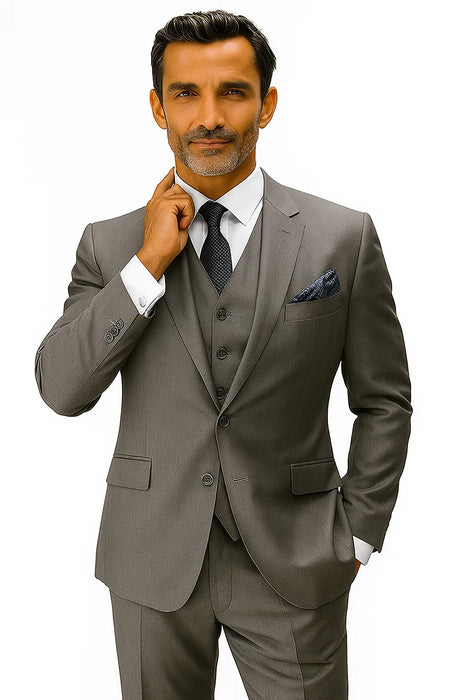 Statement Suits - Plaid Suits - Business Suits Italian Vested Suits Grey - 100% Percent Wool Fabric Suit - Worsted Wool Business Suit