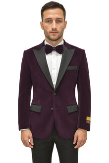 Men's  Peak Lapel Eggplant Two Button Men's Fancy Prom Outfit ~ Wedding Blaze