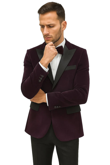 Men's  Peak Lapel Eggplant Two Button Men's Fancy Prom Outfit ~ Wedding Blaze