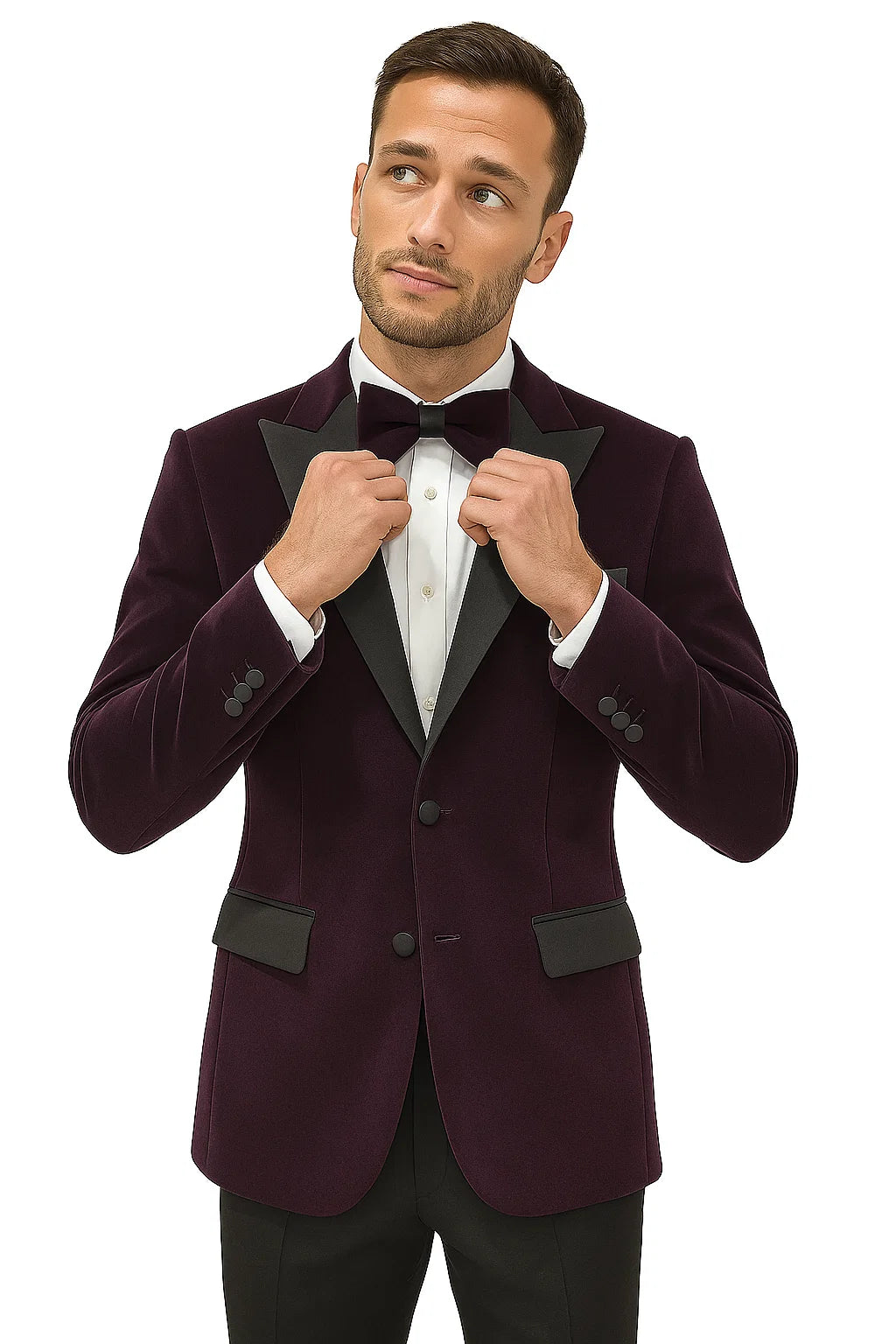 Men's  Peak Lapel Eggplant Two Button Men's Fancy Prom Outfit ~ Wedding Blaze - Image 2