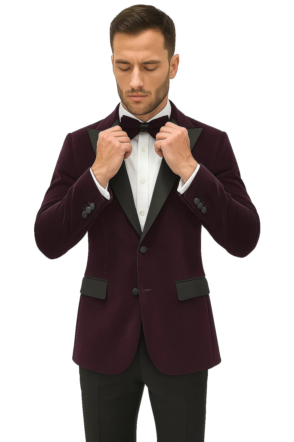 Men's  Peak Lapel Eggplant Two Button Men's Fancy Prom Outfit ~ Wedding Blaze - Image 3