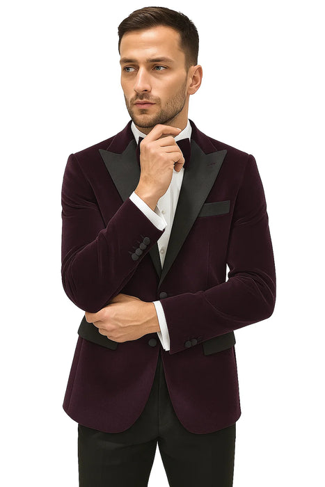 Men's  Peak Lapel Eggplant Two Button Men's Fancy Prom Outfit ~ Wedding Blaze