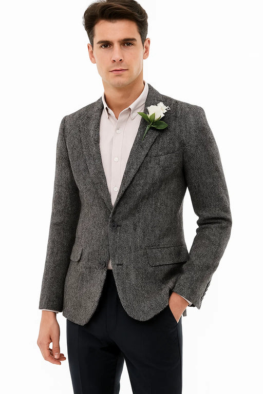 Mens Blazer Tweed Blazer Herringbone Blazer - Z-Gray
