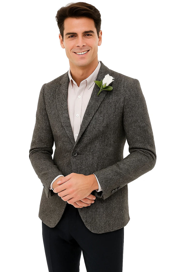 Mens Blazer Tweed Blazer Herringbone Blazer - Z-Gray - Image 3