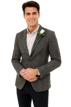 Mens Blazer Tweed Blazer Herringbone Blazer - Z-Gray - Image 3