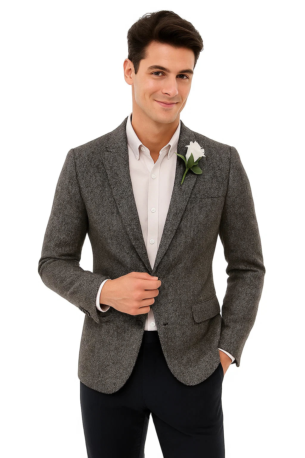 Mens Blazer Tweed Blazer Herringbone Blazer - Z-Gray - Image 4