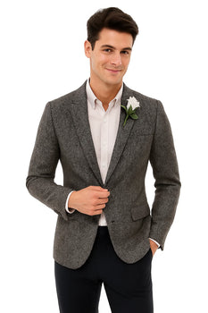 Mens Blazer Tweed Blazer Herringbone Blazer - Z-Gray - Image 4