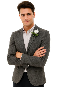 Mens Blazer Tweed Blazer Herringbone Blazer - Z-Gray - Image 6