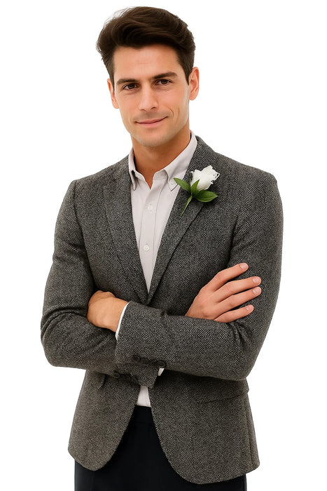 Mens Blazer Tweed Blazer Herringbone Blazer - Z-Gray