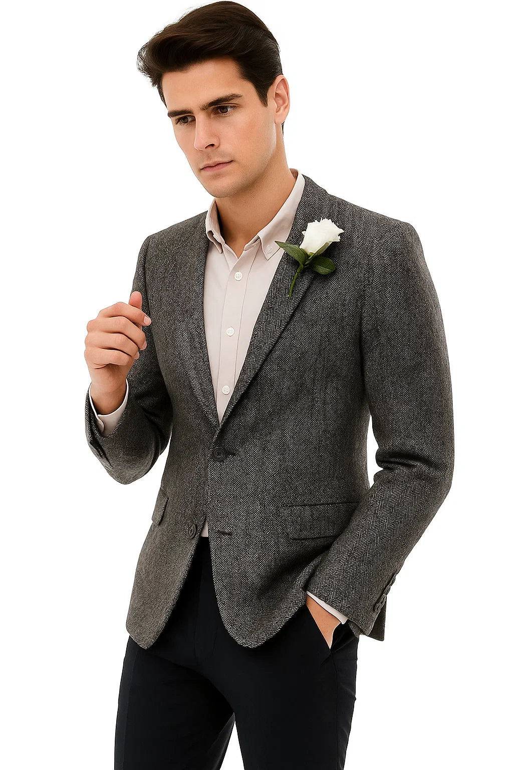 Mens Blazer Tweed Blazer Herringbone Blazer - Z-Gray - Image 7