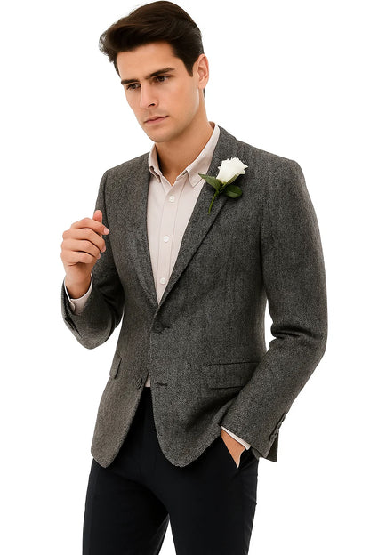 Mens Blazer Tweed Blazer Herringbone Blazer - Z-Gray - Image 7