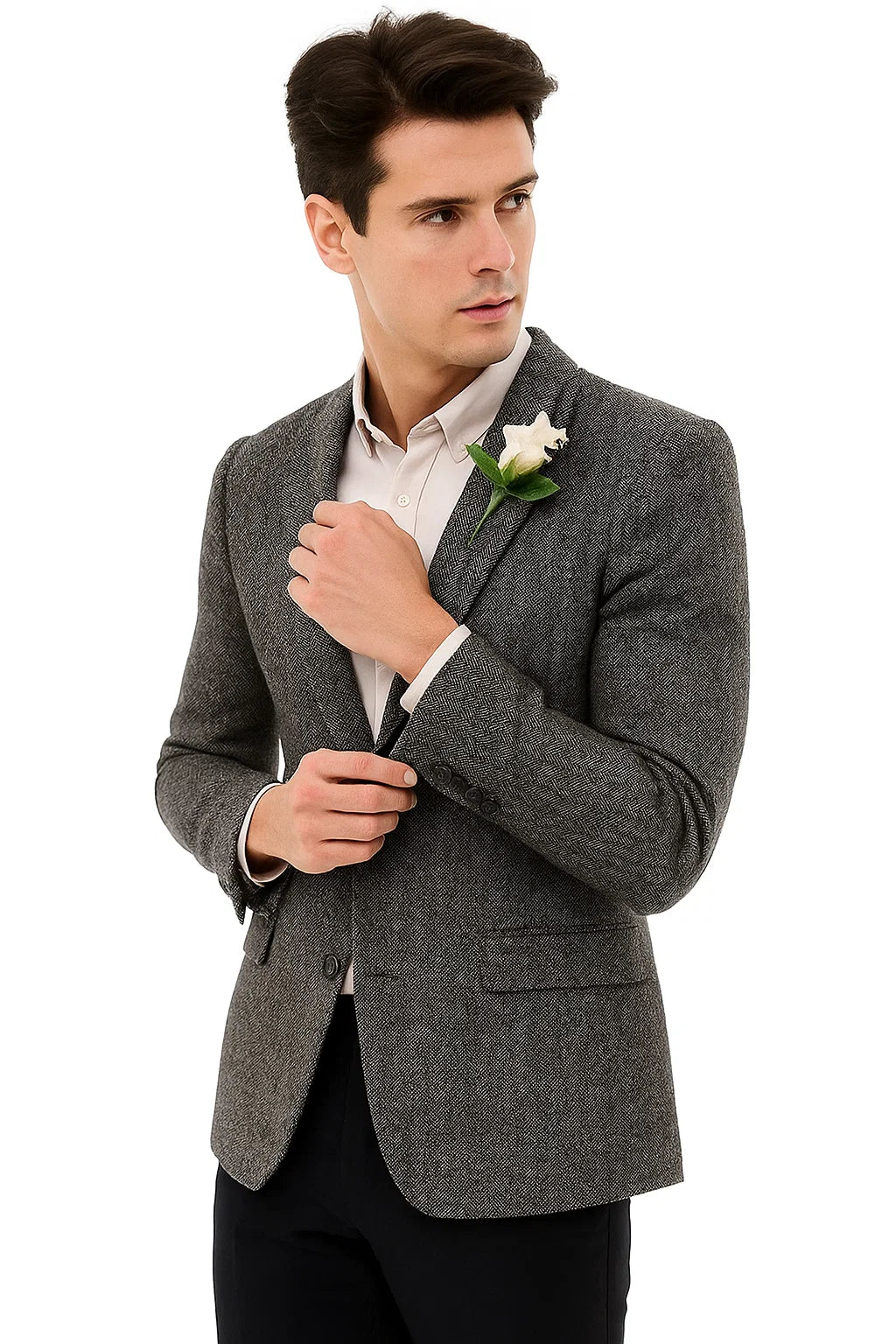 Mens Blazer Tweed Blazer Herringbone Blazer - Z-Gray - Image 8