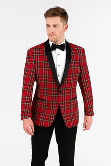 Big and & Tall Red and Black Pattern Blazer Sport Coat